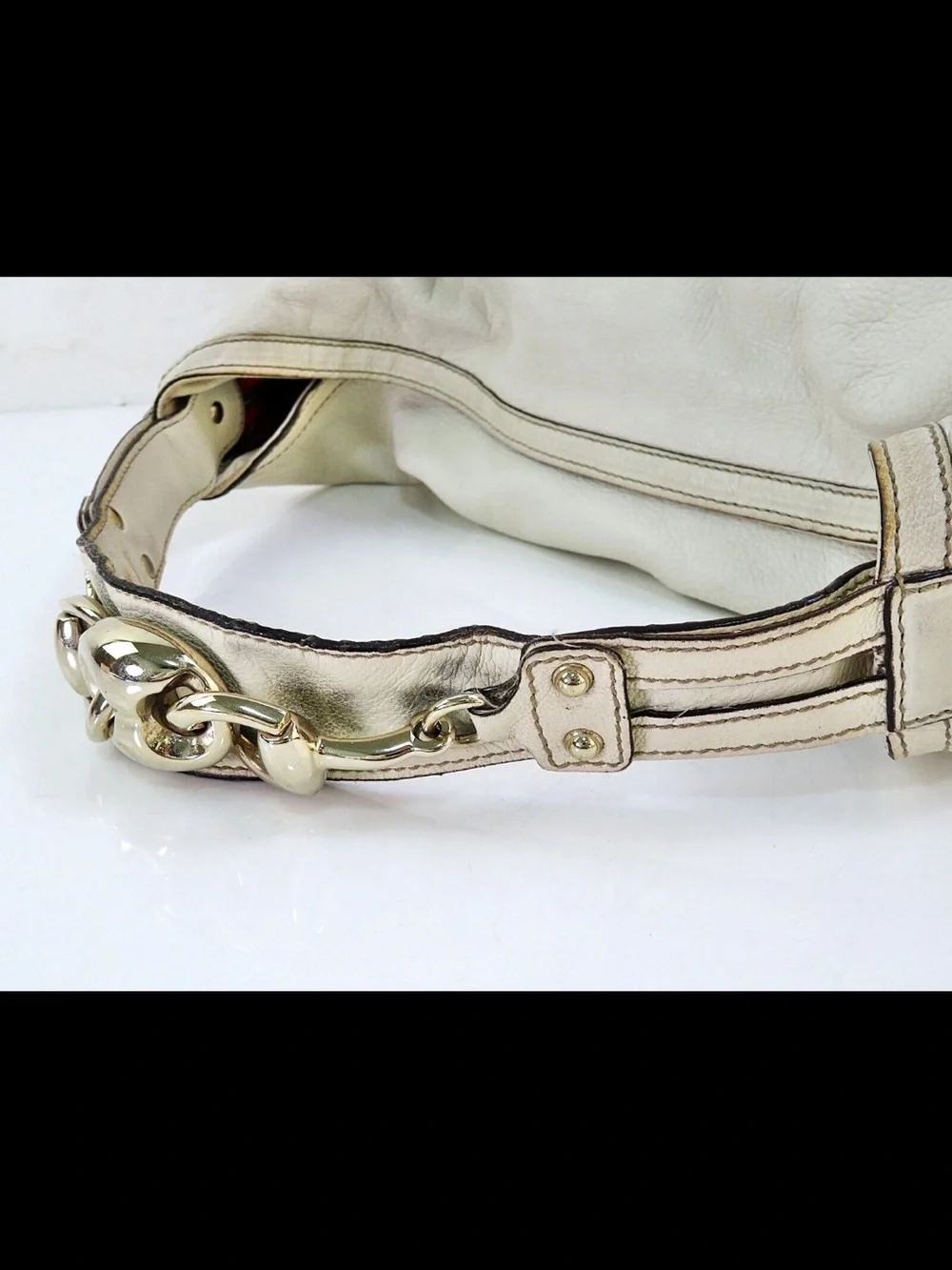 Gucci White Leather Hobo Shoulder Bag
